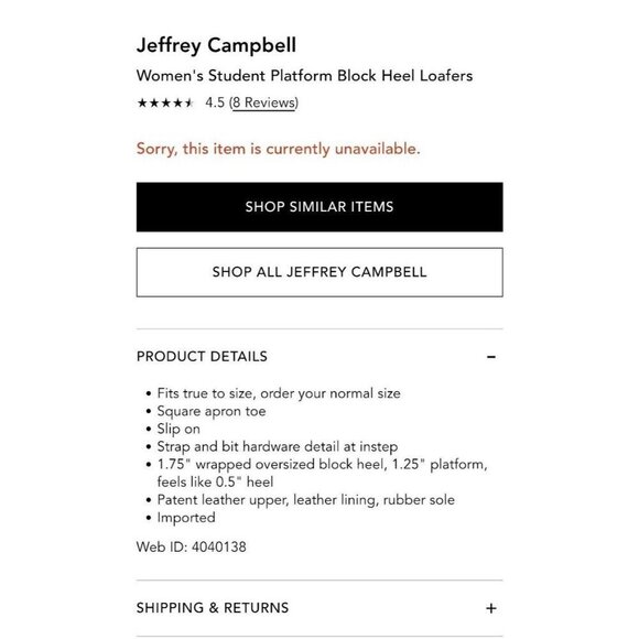 Jeffrey Campbell 7 Student Black Patent Leather Heel Shoes Loafer Bit Grunge - Picture 3 of 16